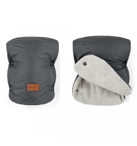 Petite&Mars Jasie - Mufka Rękawice do wózka, sanek | Charcoal Grey